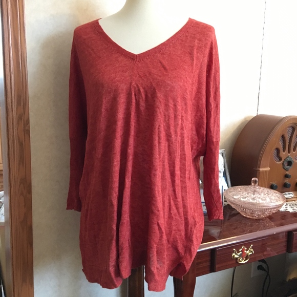 Eileen Fisher Sweaters - EILEEN FISHER LINEN Oversized Red Tunic Top Large
